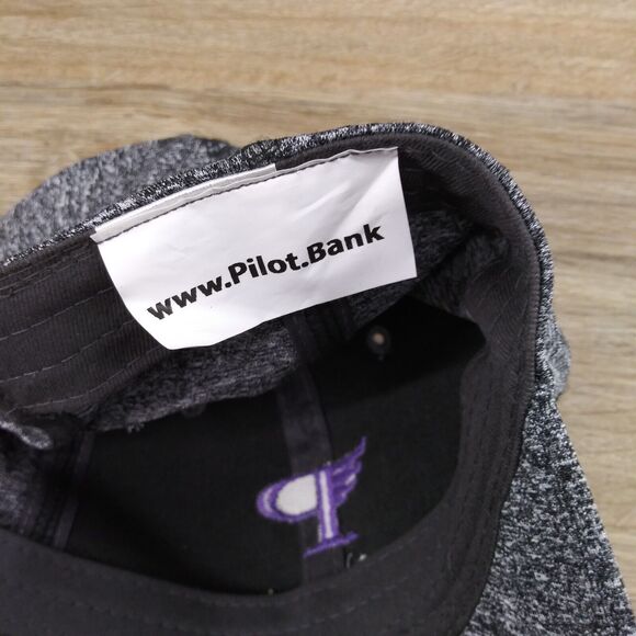 Pilot Bank Hat Gray Purple Logo Adjustable Baseball Cap - Picture 9 of 11